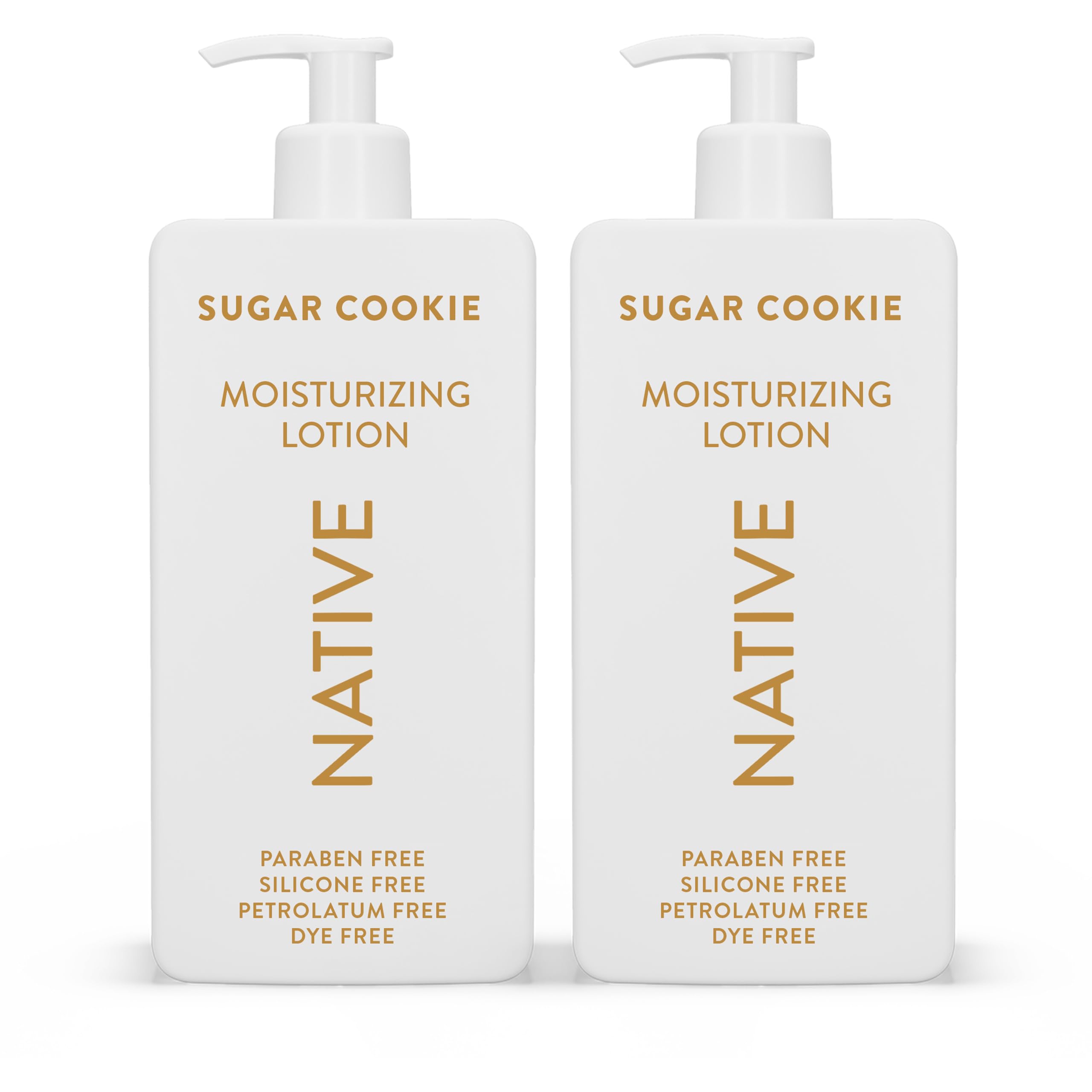 Native Sugar Cookie body lotion bottle delivers deep hydration for soft, smooth skin.