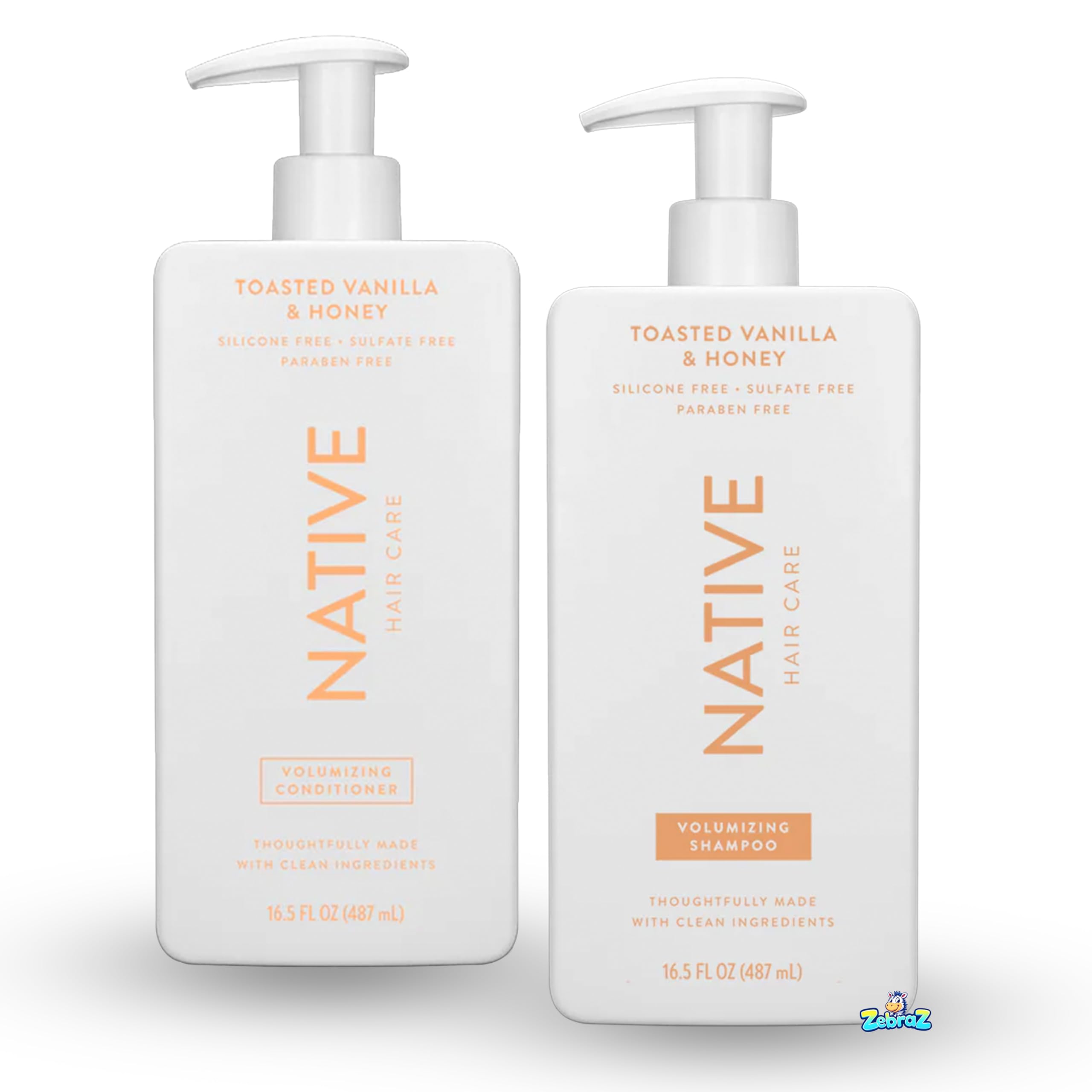 Native Toasted Vanilla & Honey shampoo bottle shows gentle cleansing and hydration.