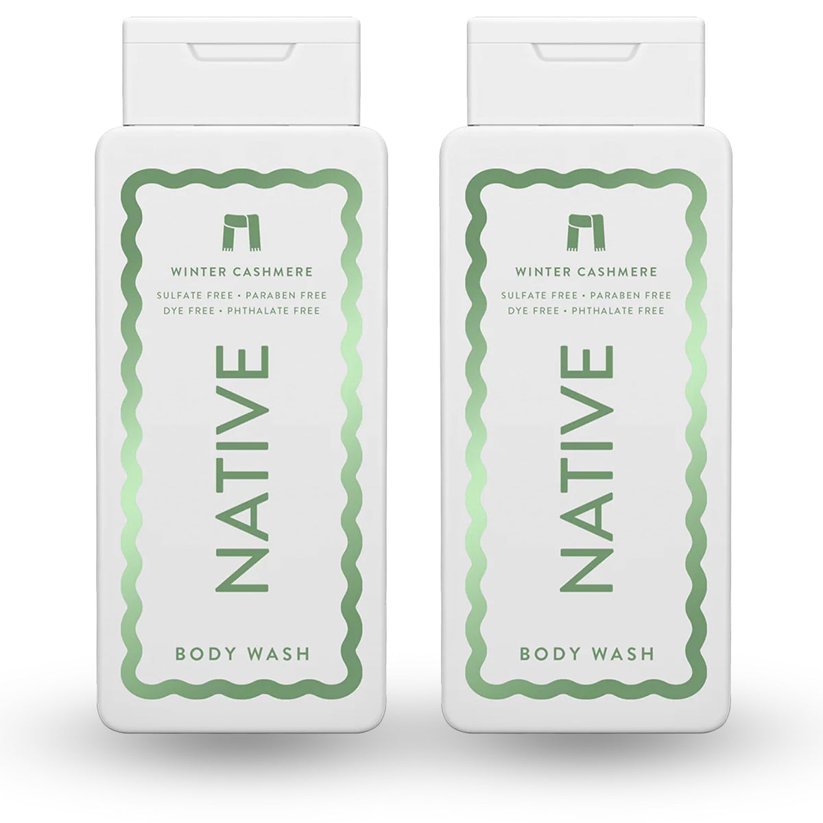 Native Winter Cashmere bottle displays a sulfate-free formula for moisturized skin.