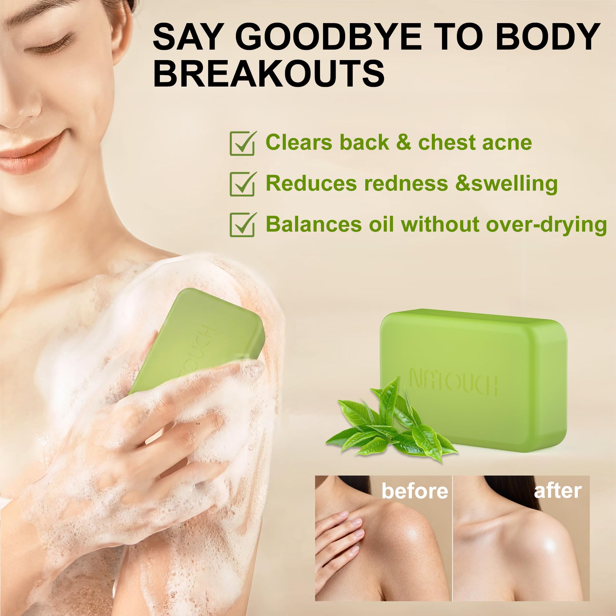 Natouch natural ingredients label showing no harsh preservatives or fragrances