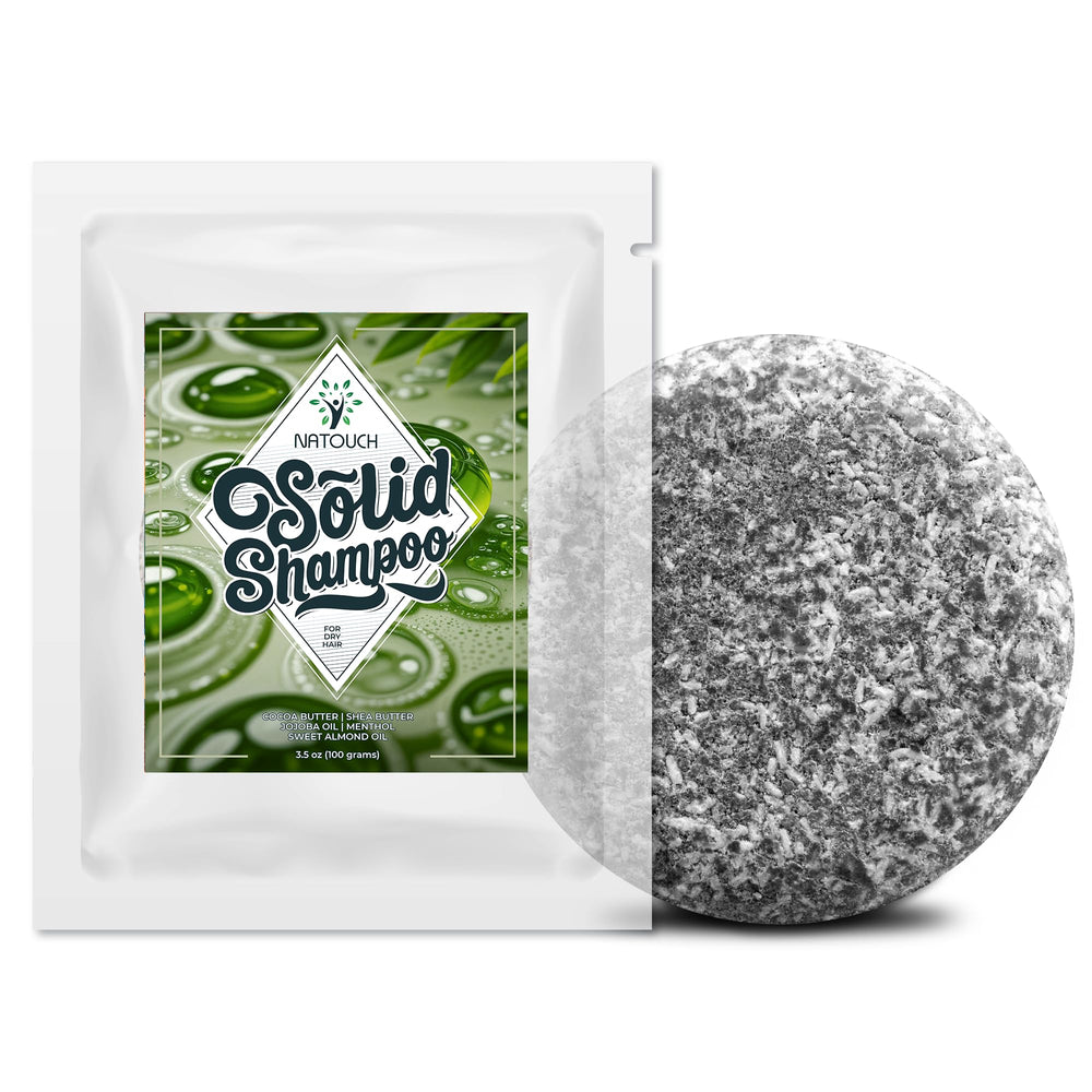 Natouch shampoo bar packaging highlighting sustainable, travel-friendly design.