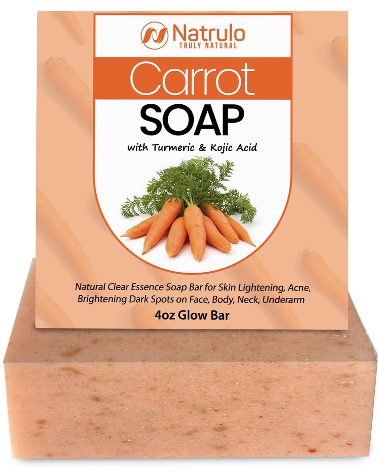 Natrulo carrot soap brightening bar on skin for radiant glow