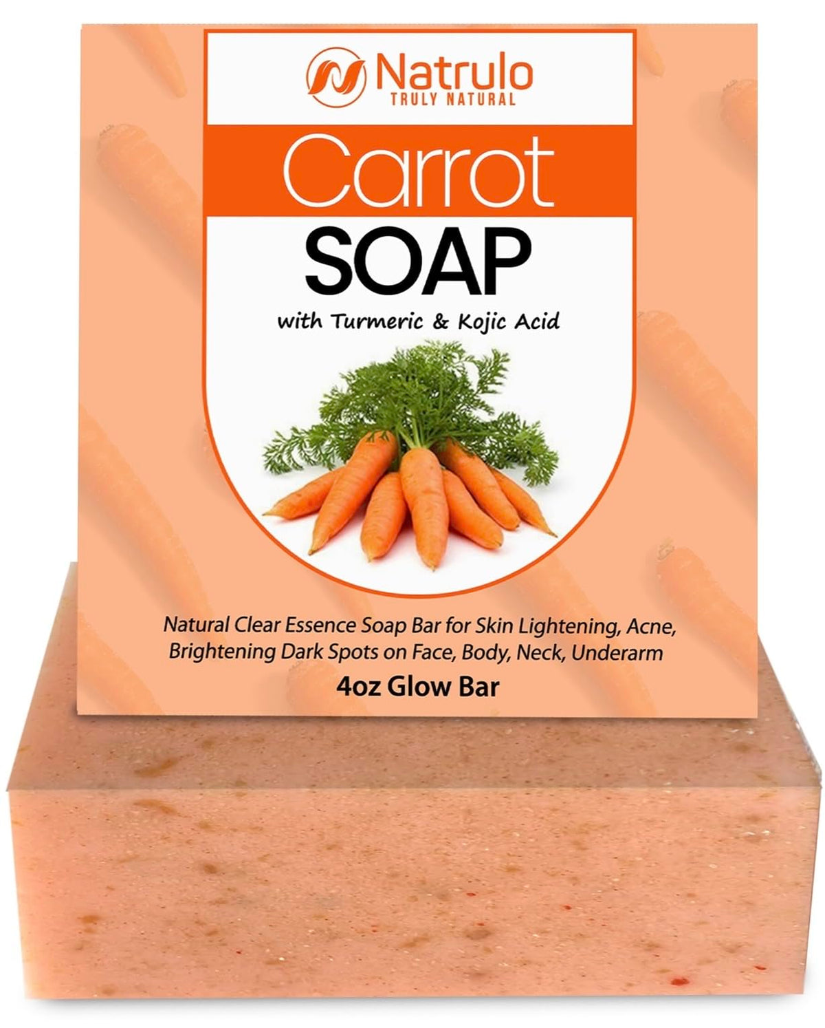 Natrulo carrot soap brightening bar on skin for radiant glow