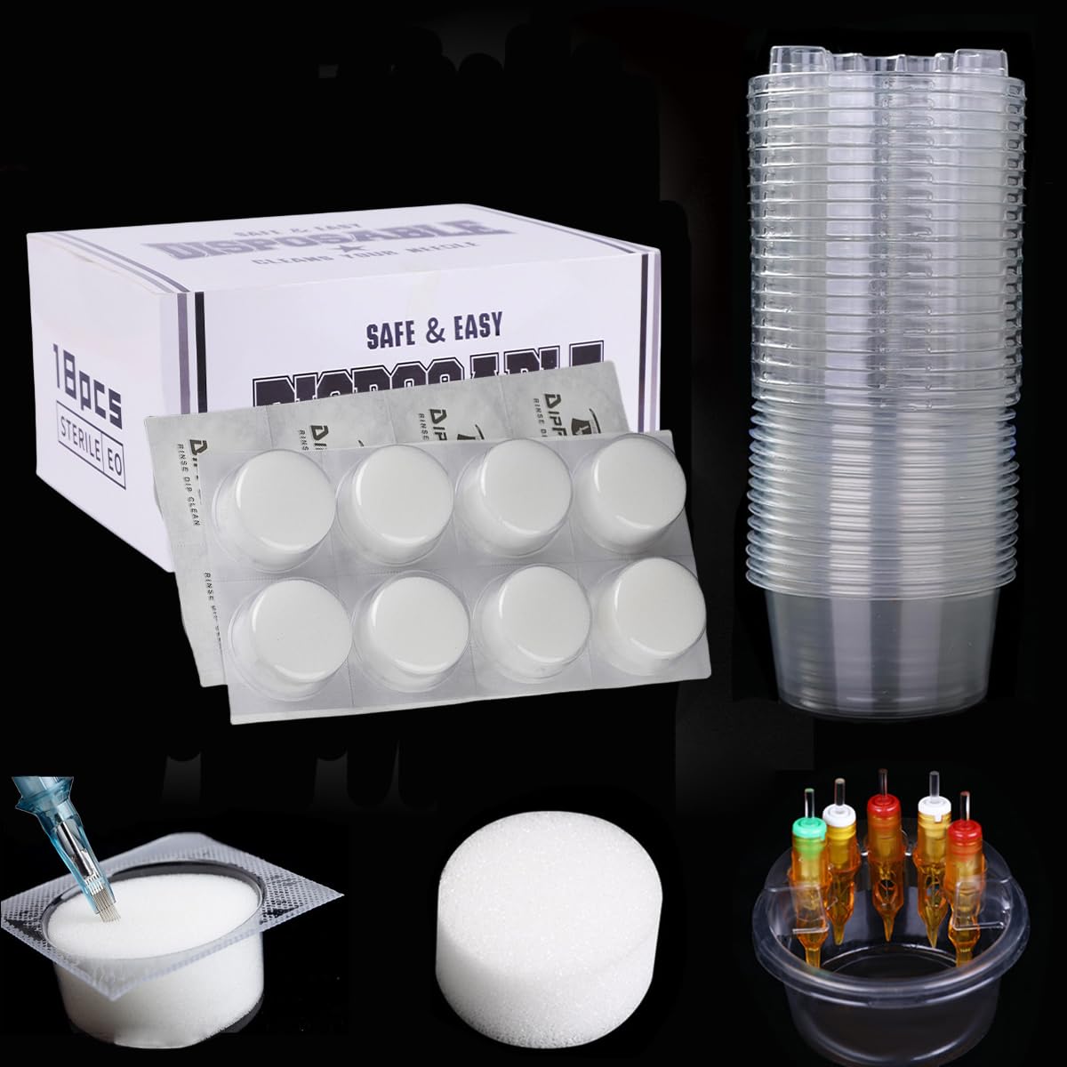 NATUMER dip foam cup holder for clean, efficient tattoo cartridge setup.