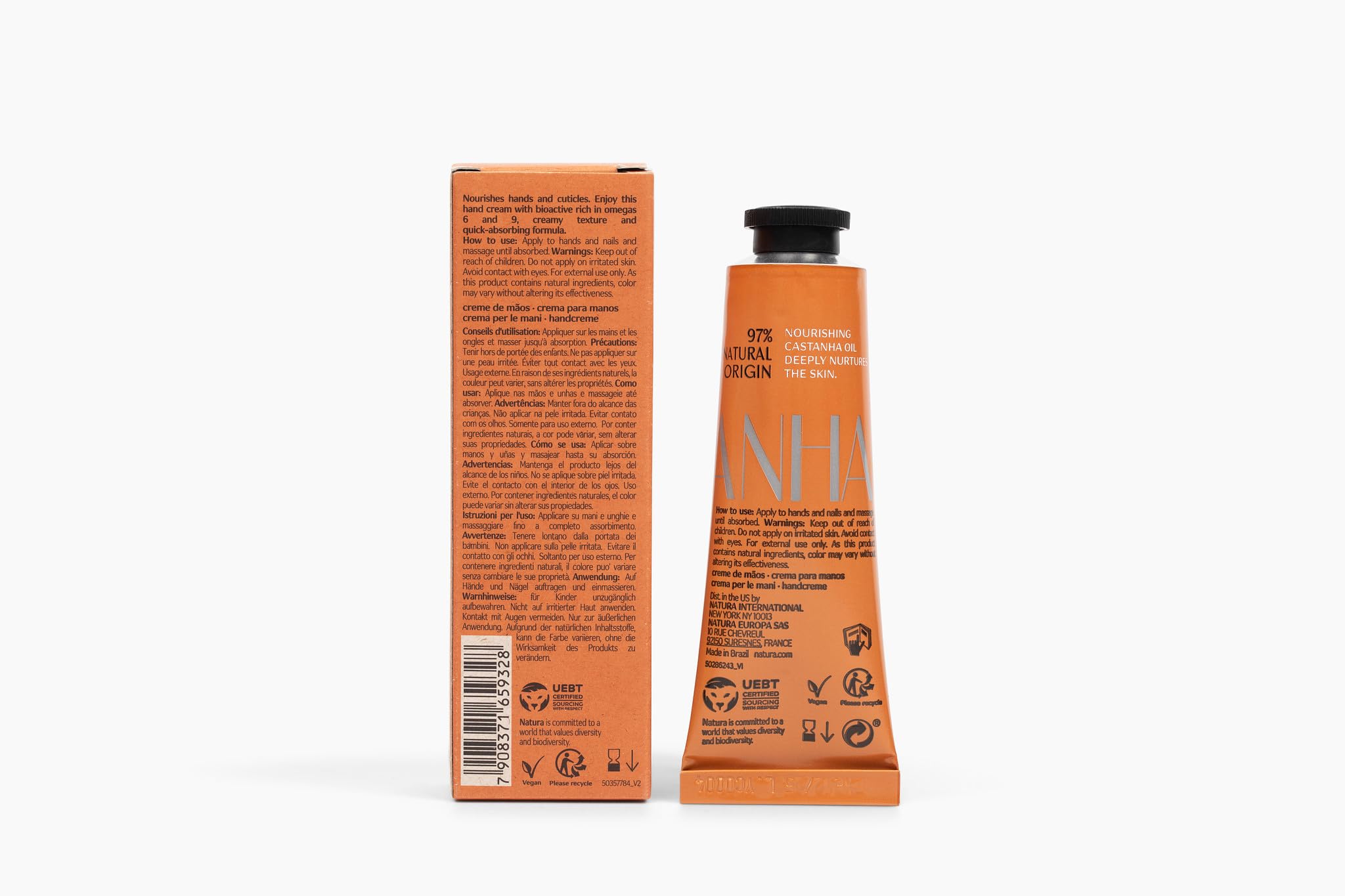 Natura Castanha Hand Cream sustainably sourced from the Amazon
