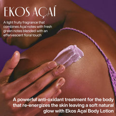 Natura Ekos Açaí Revitalizing bottle front label indicates vegan skincare promise