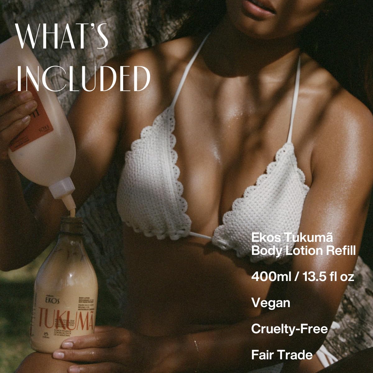 Creamy texture of Natura Ekos Tukumã leaves skin velvety and smooth.