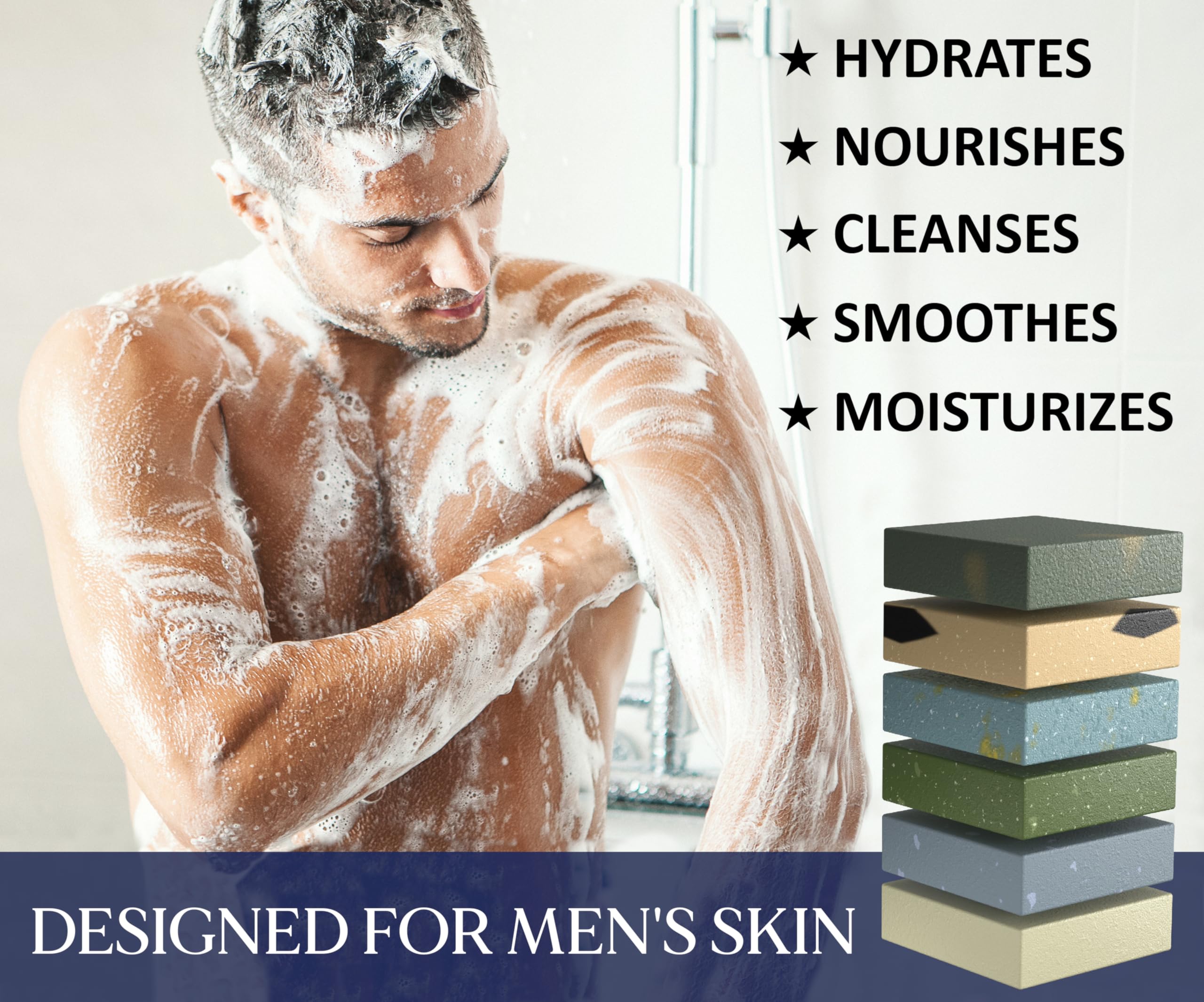 Natural American Men Bar Soap sea salt texture for gentle exfoliation