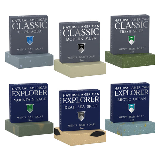 Natural American Men Bar Soap with woodsy cologne scent for a refreshing morning routine