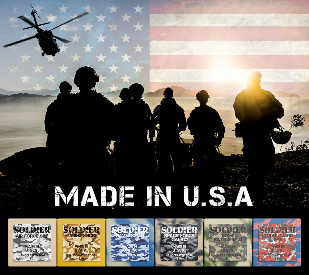 NATURAL AMERICAN SOLDIER six bars celebrating armed forces themes.