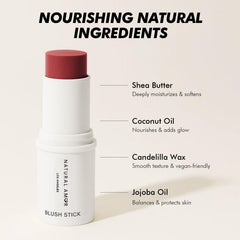Natural Amor Los Angeles dried rose-infused blush stick close-up swatch.