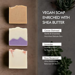 Natural Amor Los Angeles Unscented Oatmeal soap bar for sensitive skin relief.