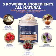 Natural Aura Manuka honey Bakuchiol Hibiscus and Rosehip ingredients close up