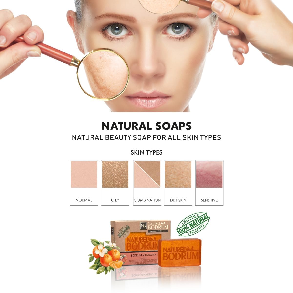 Natural Bodrum organic cruelty-free label on soap packaging.