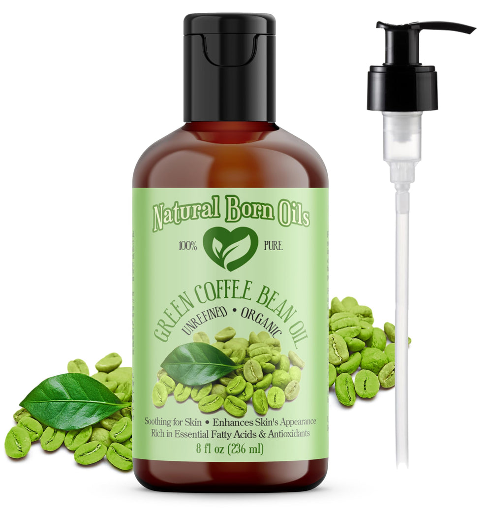 Natural Born Oils Green Coffee Bean Oil bottle for daily skin and hair care.