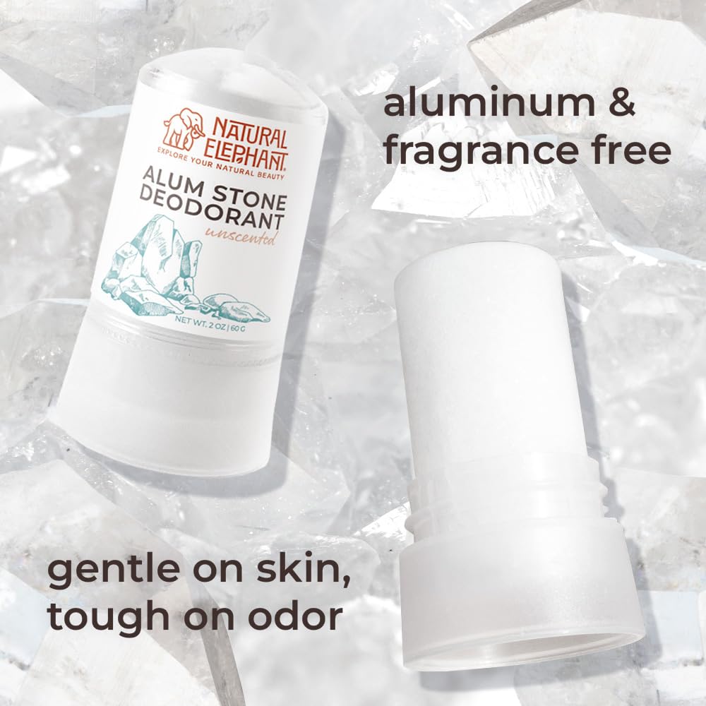 Close-up of Natural Elephant mineral crystal showing gentle, breathable odor control.