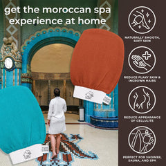 Natural Elephant Exfoliating Hammam Glove in bath use for versatile cleansing