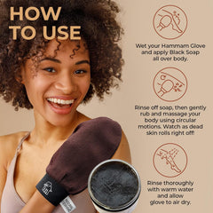 Natural Elephant Exfoliating Hammam Glove face exfoliation close-up for gentle refinement