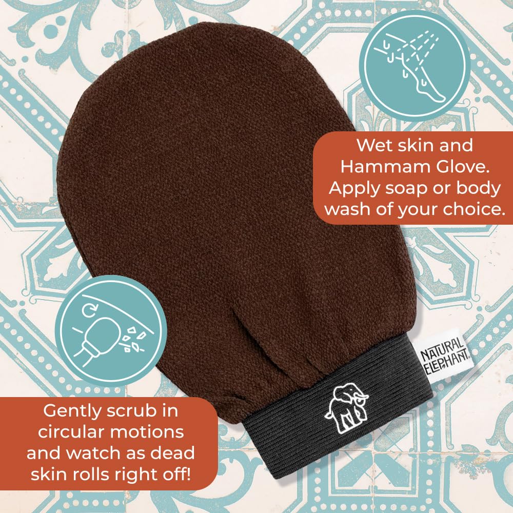 Natural Elephant Exfoliating Hammam Glove microfiber detail showing durable fibers