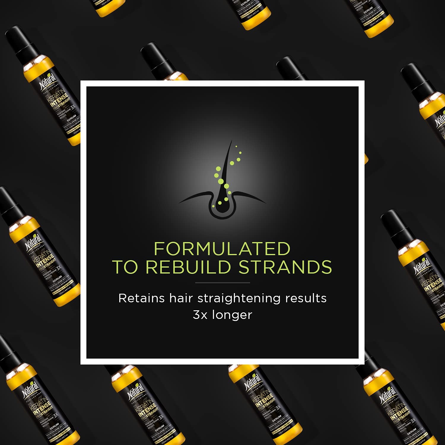 Natural FORMULA Keratin Intense Serum dispensing pump for precise application.