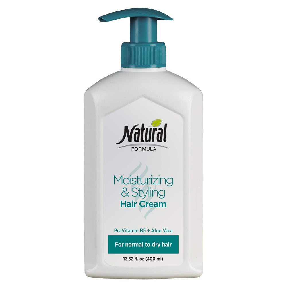 Natural Formula moisturizing hair cream bottle shown for daily hydration and styling.