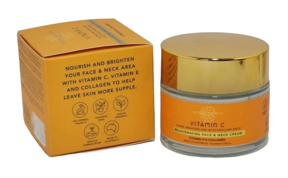 Natural Infusion Vitamin C cream being applied to face and neck for a smooth glow