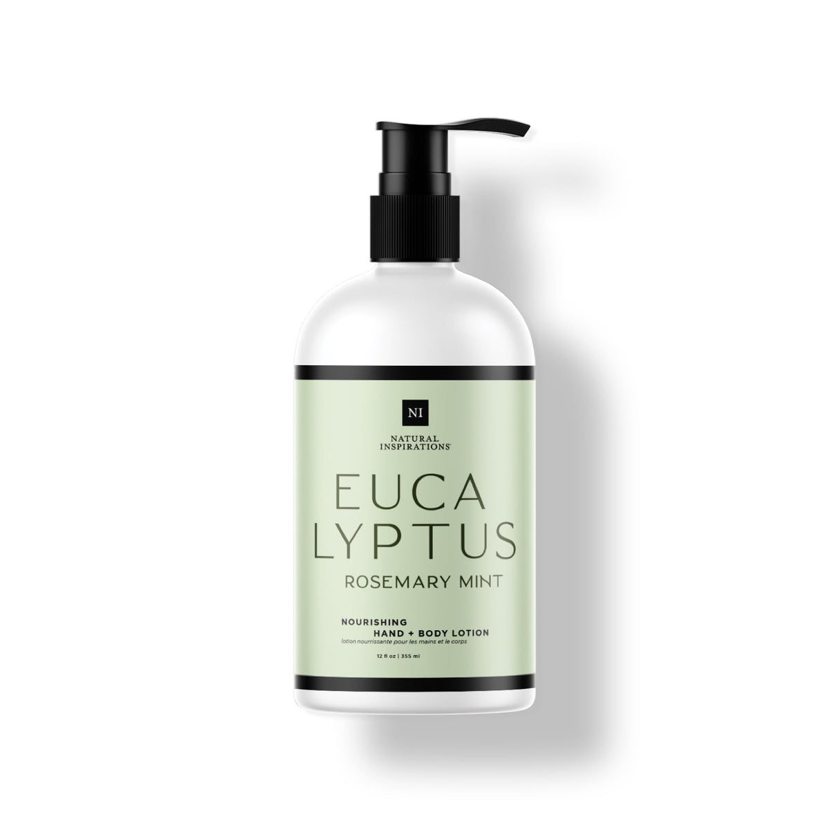 Natural Inspirations eucalyptus rosemary mint lotion bottle for daily moisture and fresh aroma.