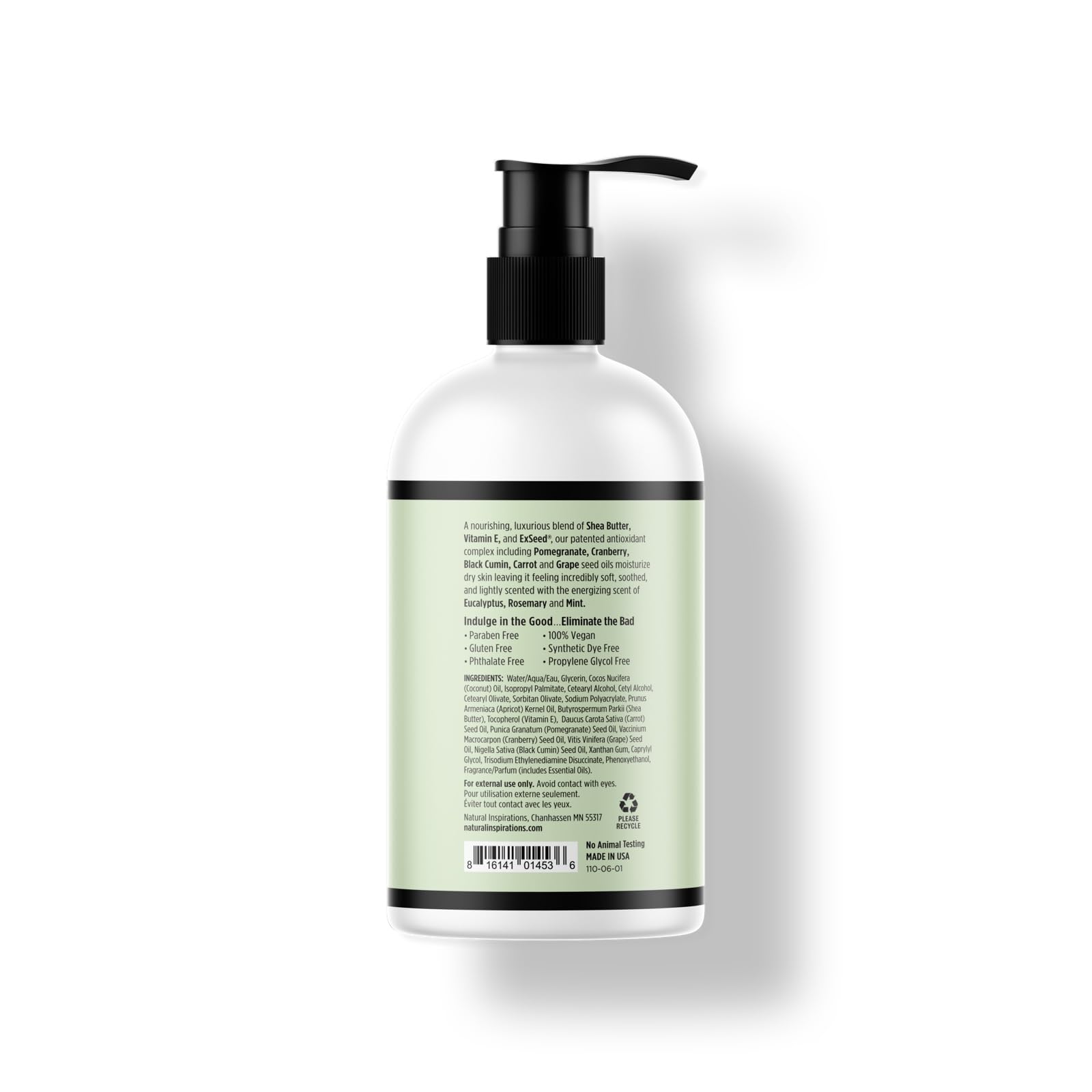 Natural Inspirations nourishing lotion texture shows rich cream for smoother skin.