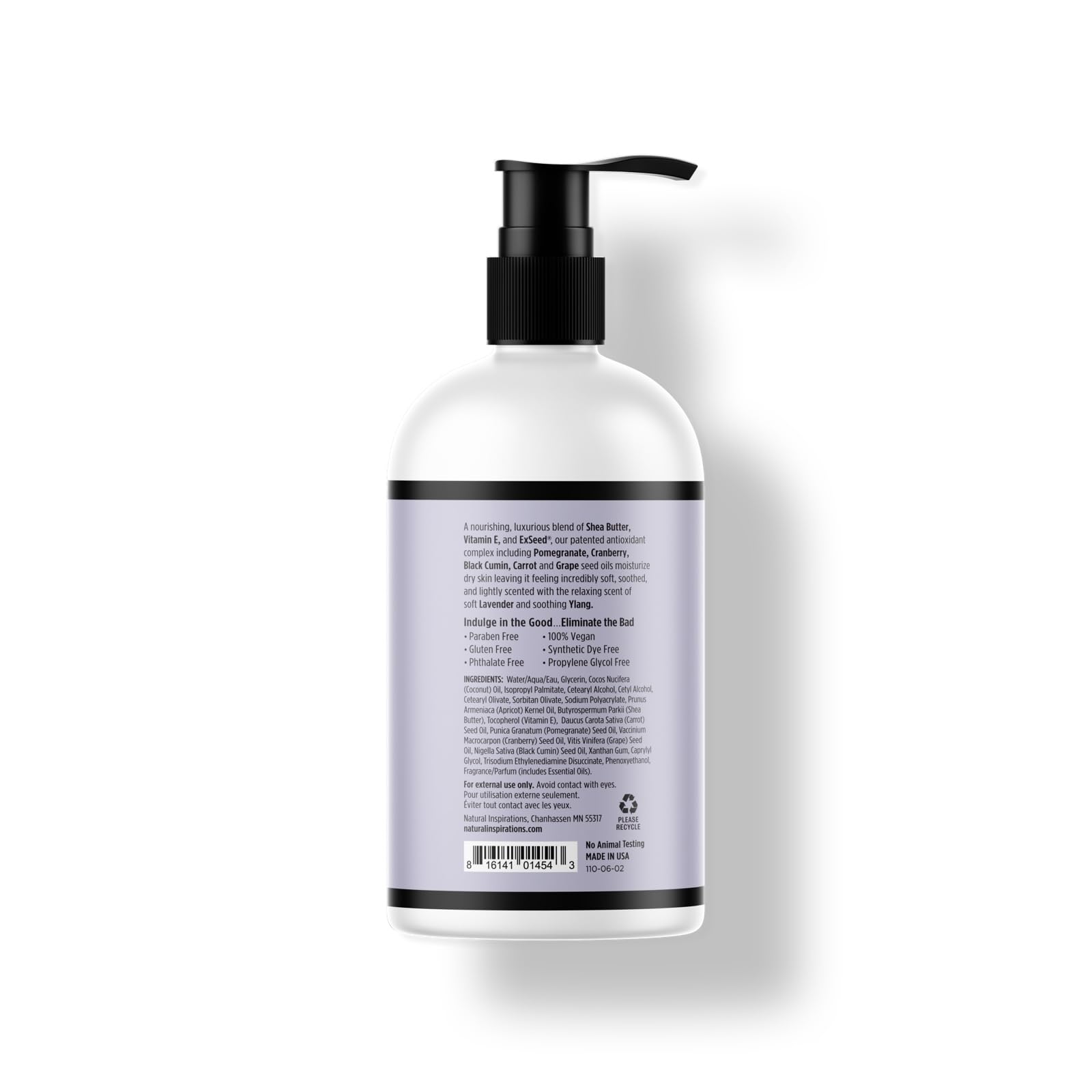 Natural Inspirations Lavender Ylang Nourishing Lotion ingredients: shea butter and coconut oil