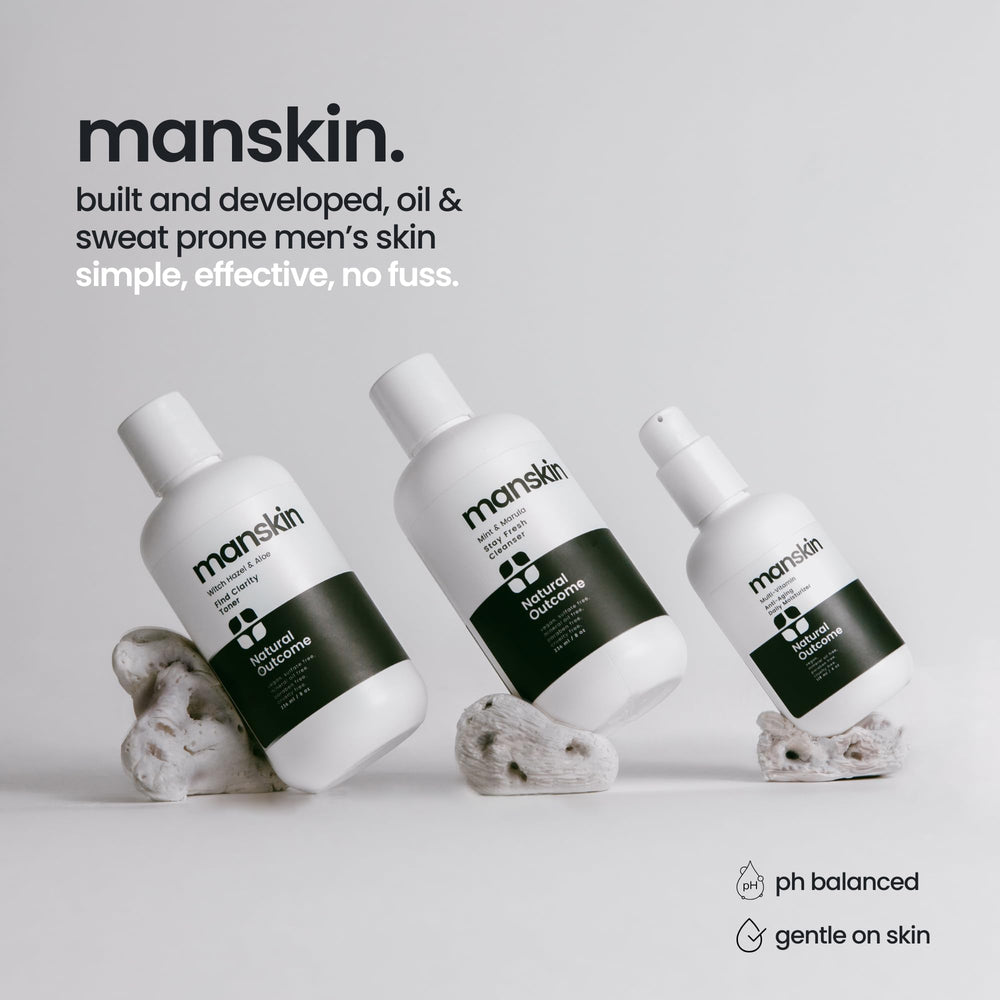 Natural Outcome daily-use application shown with ergonomic squeeze bottle.