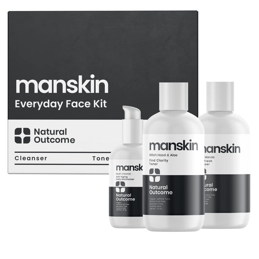 Natural Outcome men's cleanser bottle with mint and marula oil for a refreshing daily cleanse.