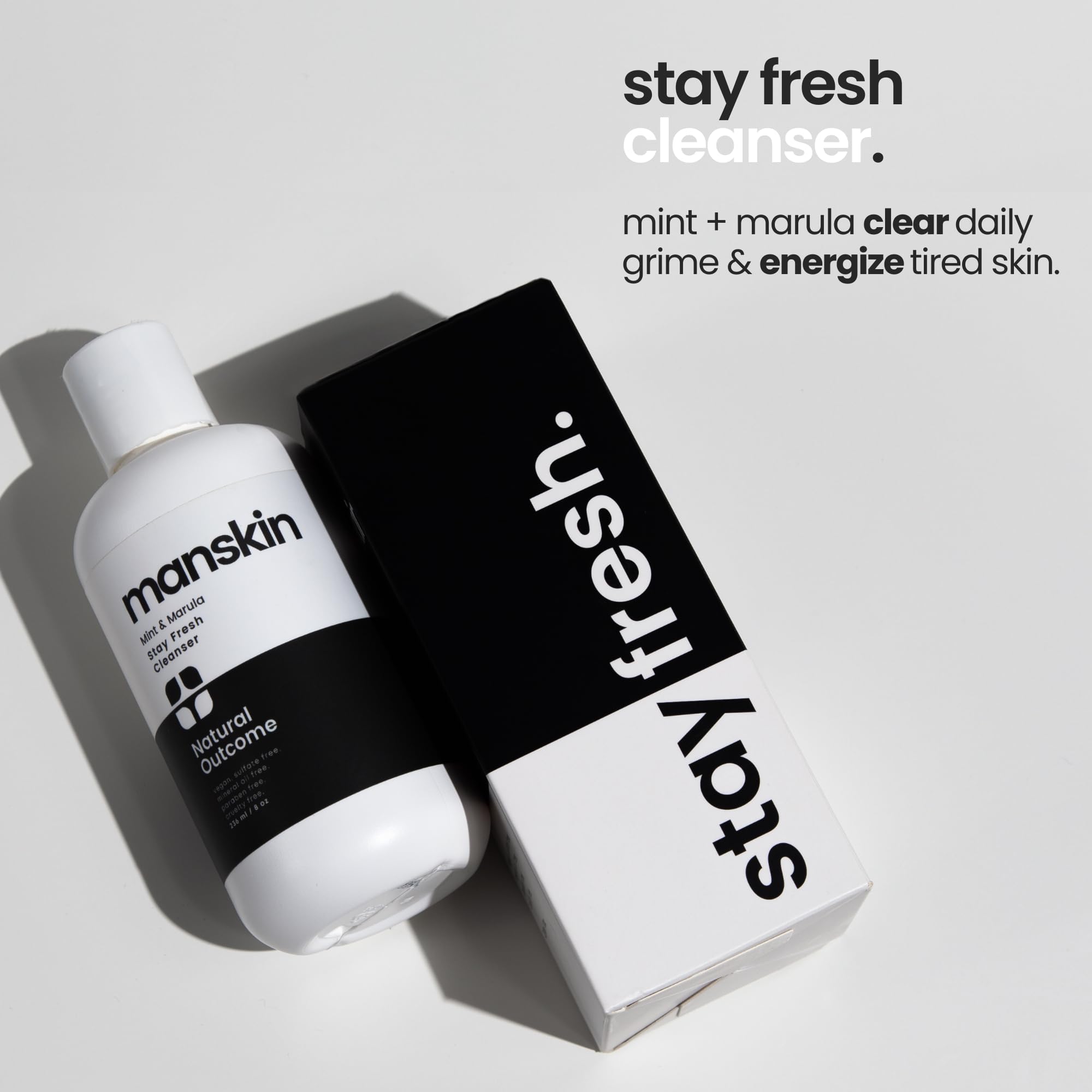 Natural Outcome men's face wash foam lather with mint for a refreshing cleanse.