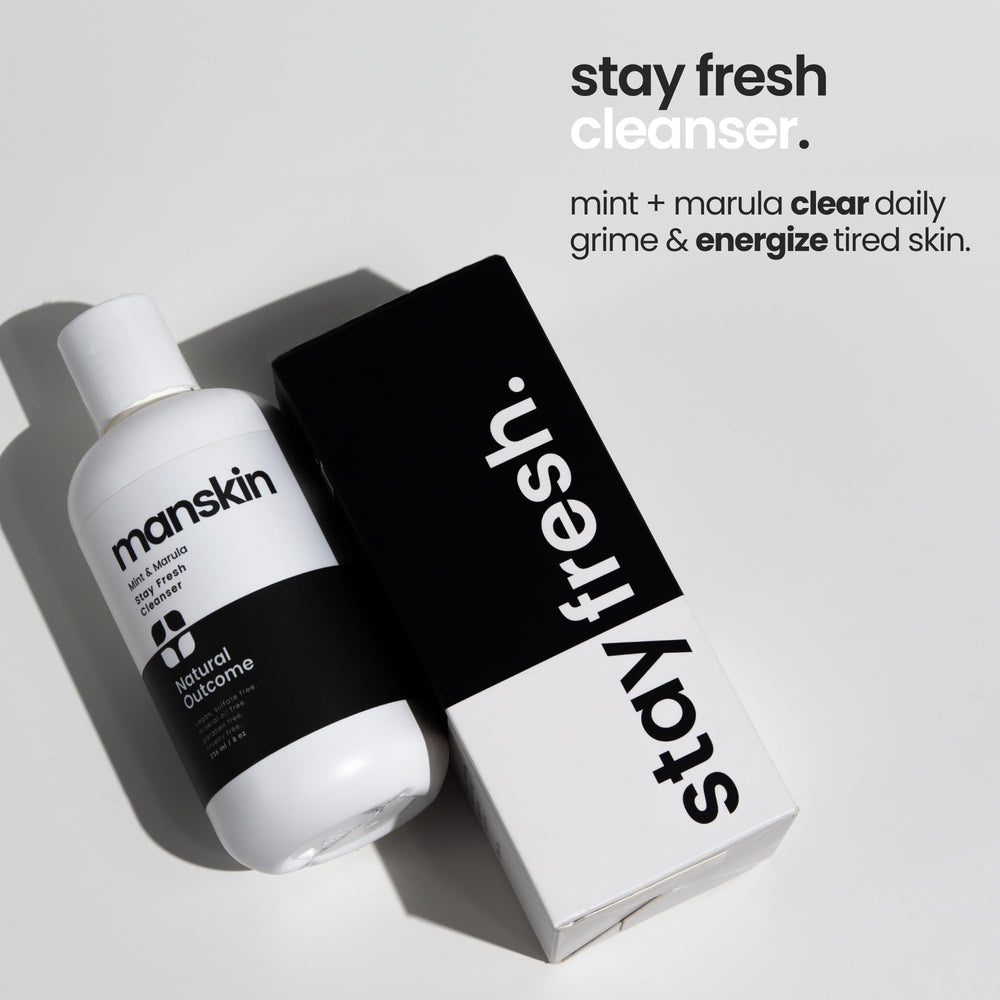 Natural Outcome men's face wash foam lather with mint for a refreshing cleanse.