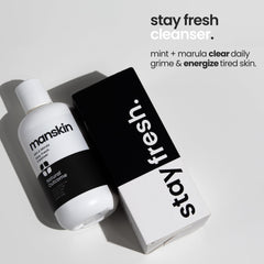 Natural Outcome men's face wash foam lather with mint for a refreshing cleanse.