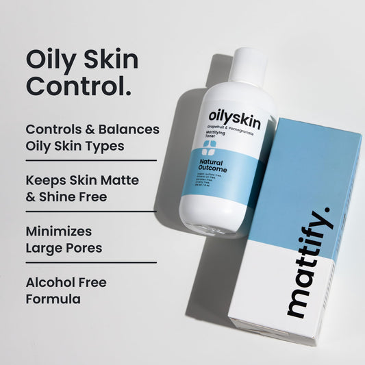 Natural Outcome Oily Skin Toner being applied with a cotton pad for balanced skin.