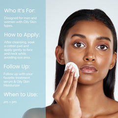 Front label of Natural Outcome Oily Skin Toner highlighting pure formula.