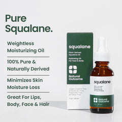 Natural Outcome Pure Squalane Oil on the body seals moisture for smooth skin.