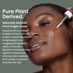 Natural Outcome Pure Squalane Oil shown as drops for easy, precise application.
