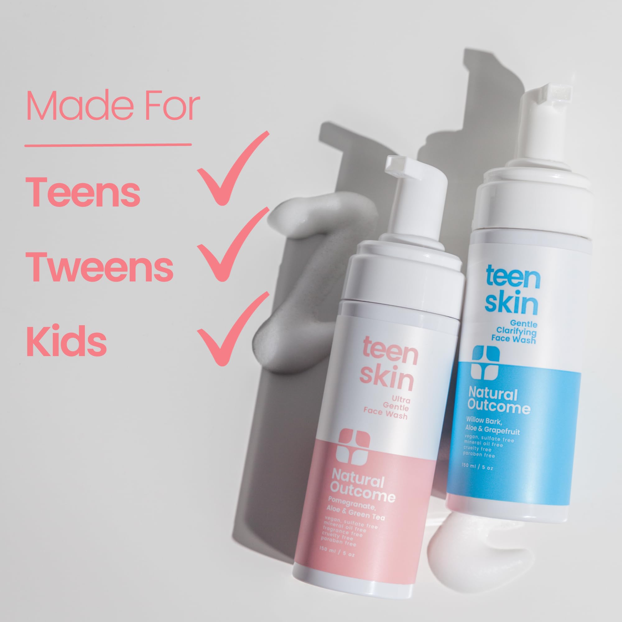 Natural Outcome Teen Skin Face Wash beside towel after sports cleanse.