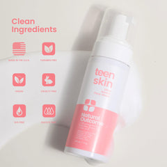 Natural Outcome Teen Skin Face Wash packaging on bathroom shelf.