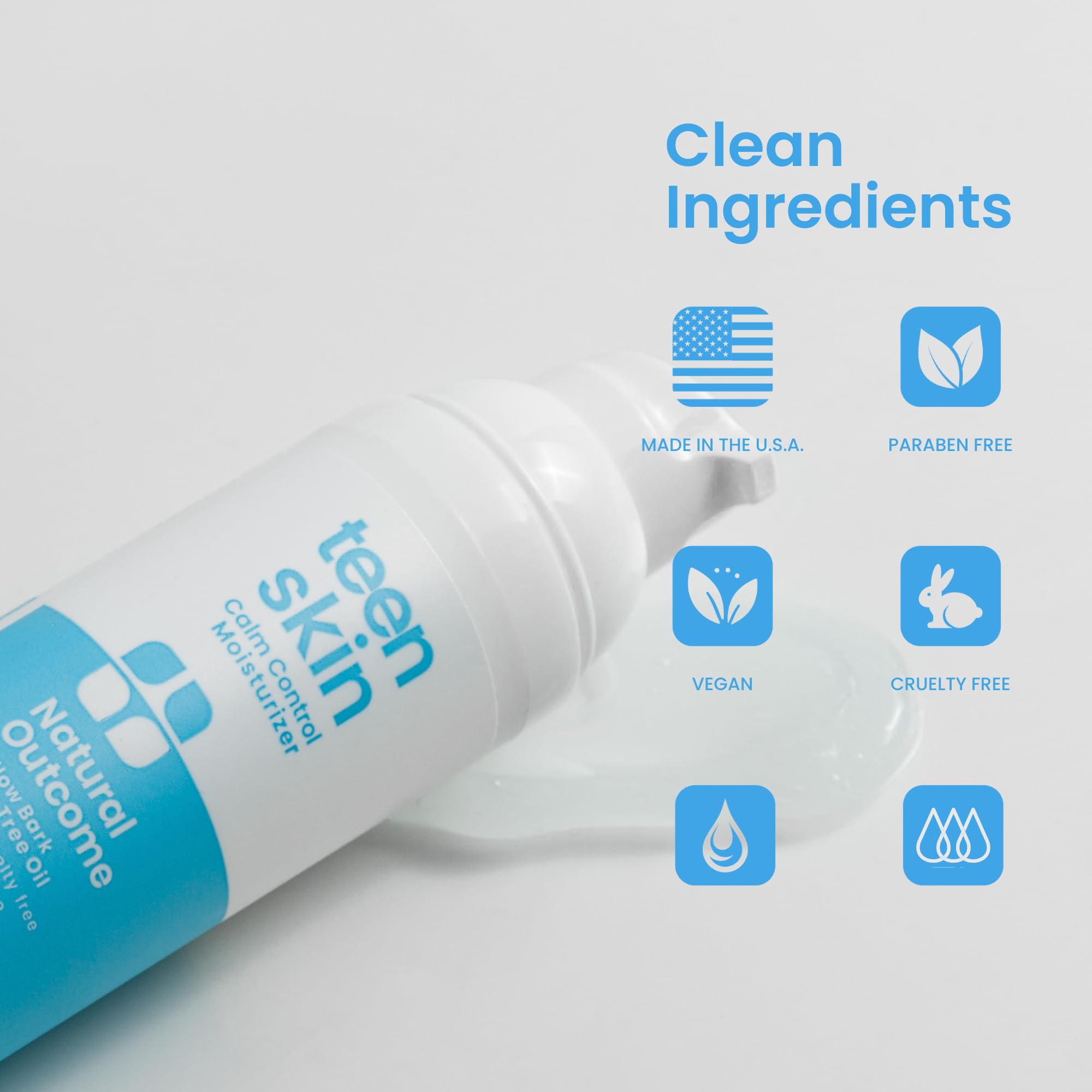 Natural Outcome Teen Skin Moisturizer applying motion demonstrates easy circular application