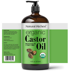 Natural Riches Castor Oil amber glass packaging ideal for gifting and self-care