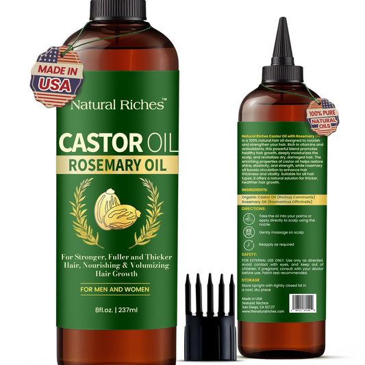 Natural Riches Castor Oil with Rosemary bottle showing premium hair care product