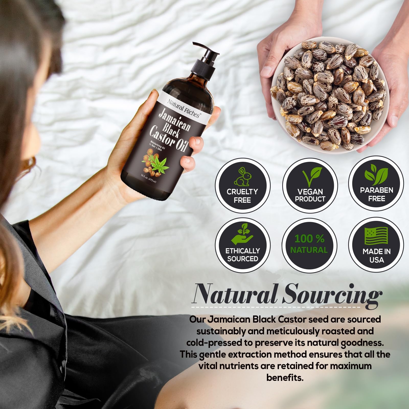 Natural Riches oil’s dark color reflects higher ash content and traditional processing.