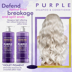 Natural Riches Purple Shampoo being applied to hair for refreshed roots.