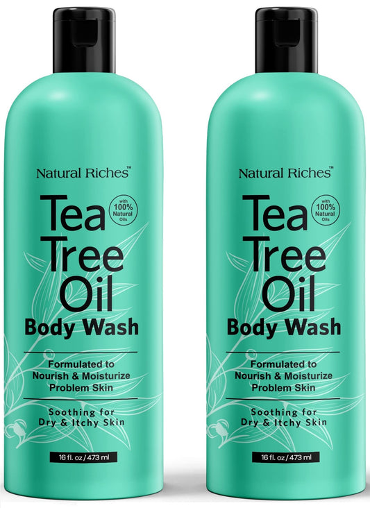 Natural Riches Tea Tree Body Wash bottle — hydrating and soothing skin