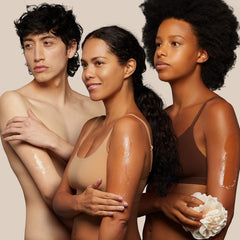 Natural Riches Tea Tree Body Wash lathering in hands for cleansing