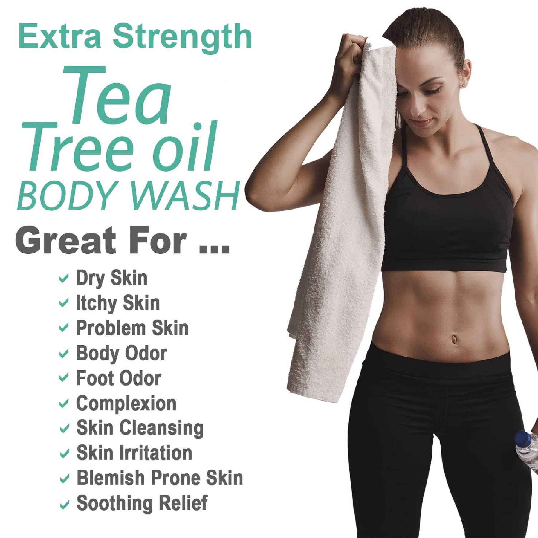 Pump-dispensed Natural Riches Tea Tree Body Wash for easy daily use