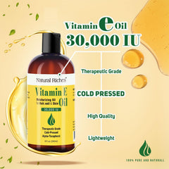 Natural Riches Vitamin E Oil bottle pump, easy daily application.
