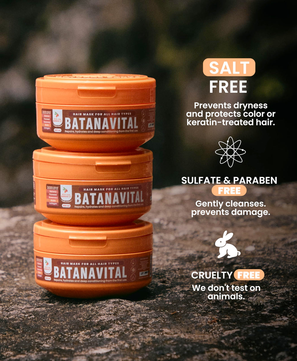 Natural Sant Batanavital hair after-use shine and smooth finish.